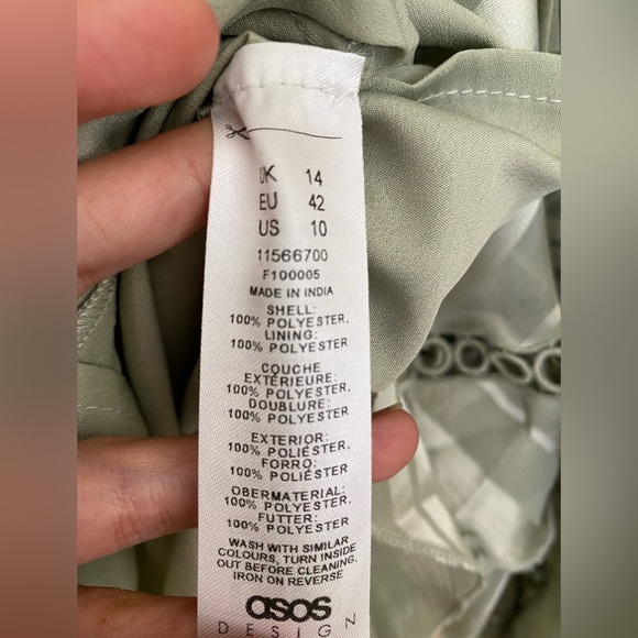 ASOS Design Maternity Sage Satin Green Dress - Picture 11 of 13